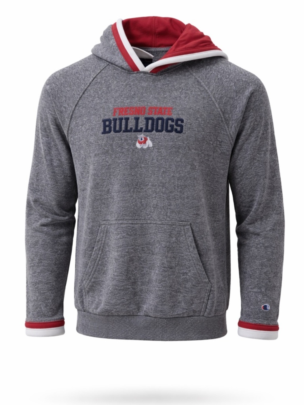 Champion Fresno State Bulldogs Hoodie Medium Gray Red NCAA Pullover Sweatshirt
